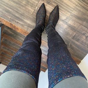 🆕Zara over-knee fabric boots:Brand New